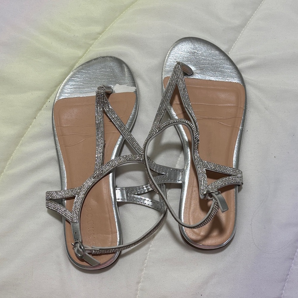 BAMBOO Silver Strappy Sandals